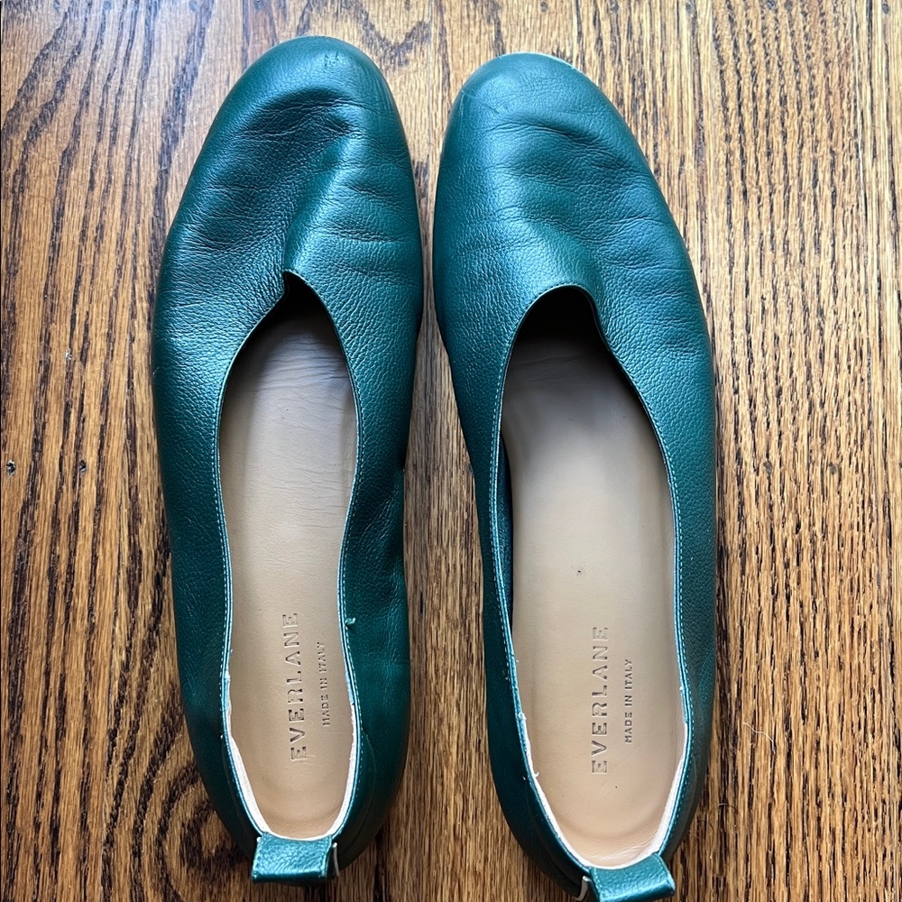 Everlane Green Leather Ballet Flats